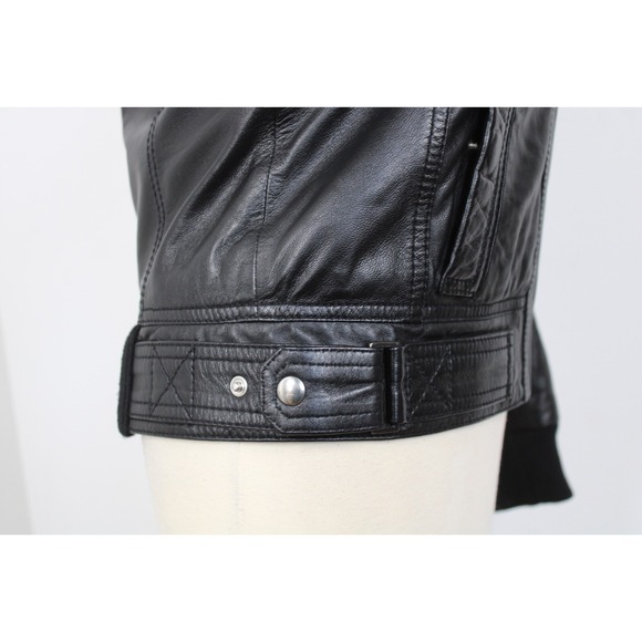 KOC S Black Lamb Nappa Leather Shearling Bomber Jacket - Picture 5 of 12